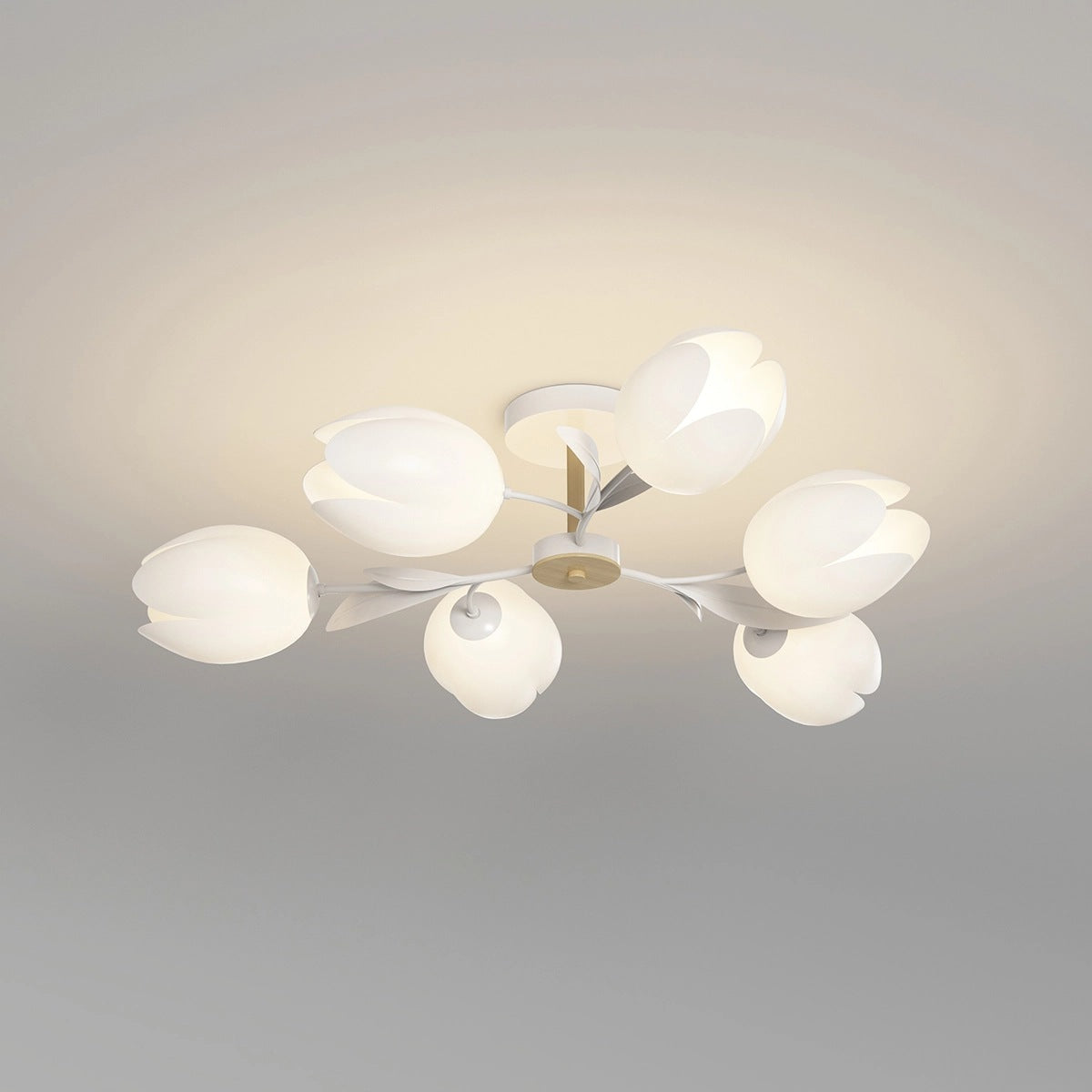 Antizer Magnolia Bud Living Room Chandelier White 6 heads