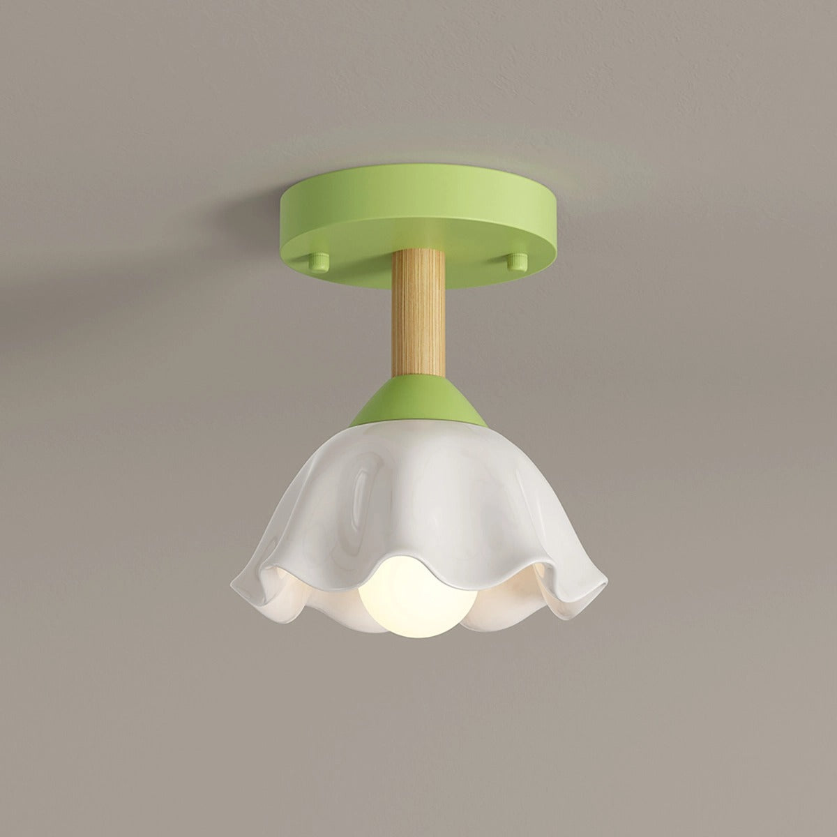 Antizer Pastoral Style LED Flower Ceiling Light Green