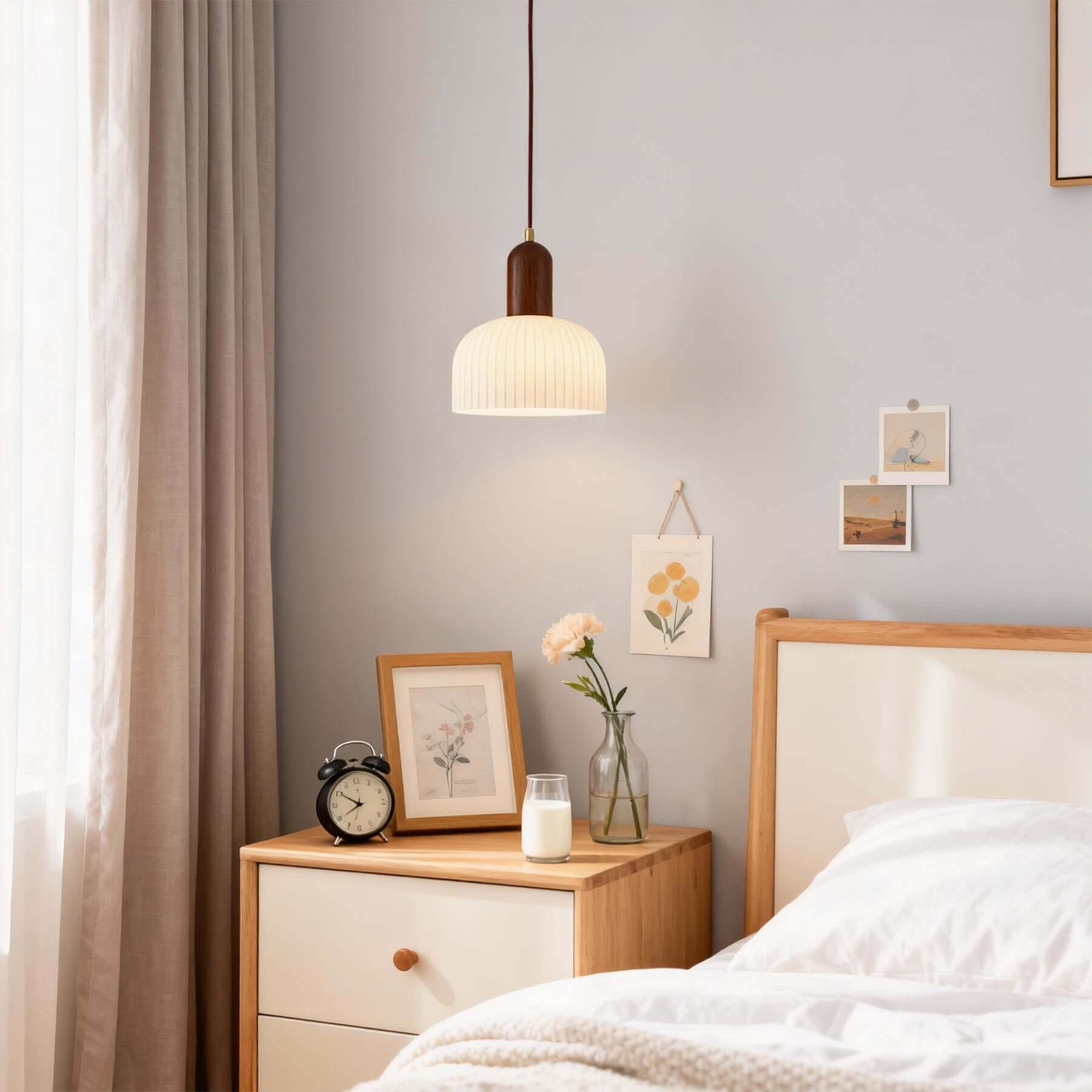 Antizer Modern Minimalist Pleated Glass Pendant Light