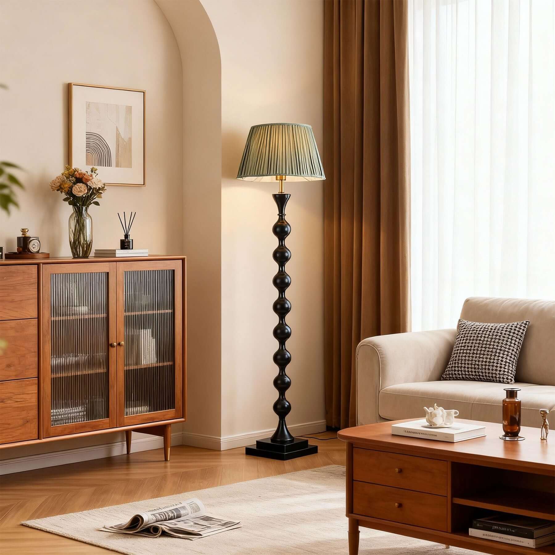 Antizer Vintage Beaded Column Floor Lamp