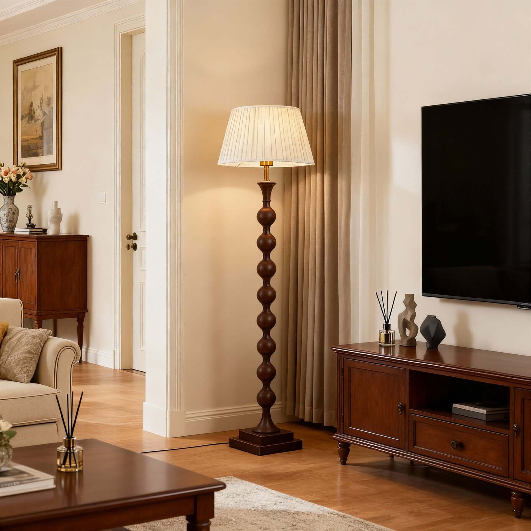Antizer Vintage Beaded Column Floor Lamp