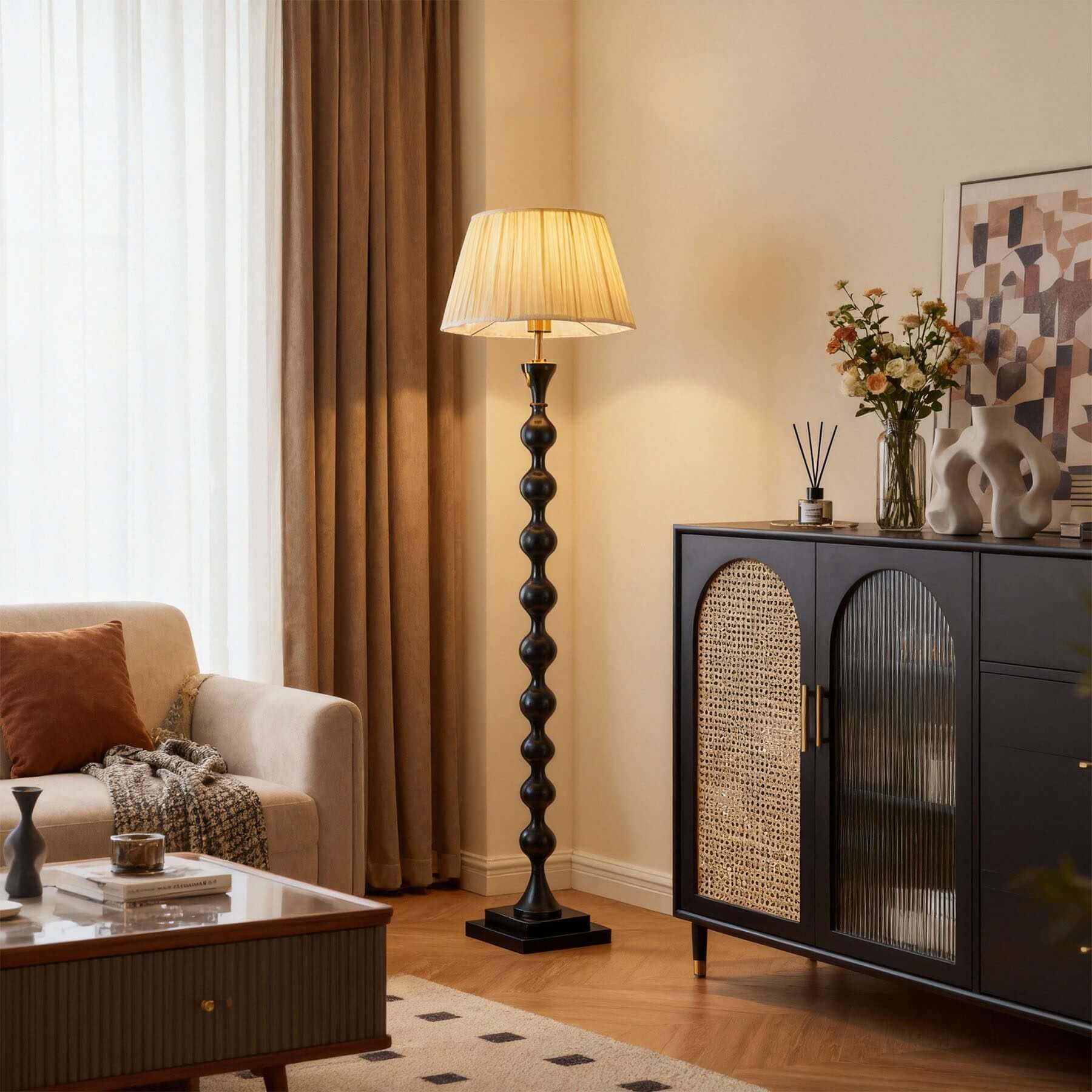 Antizer Vintage Beaded Column Floor Lamp