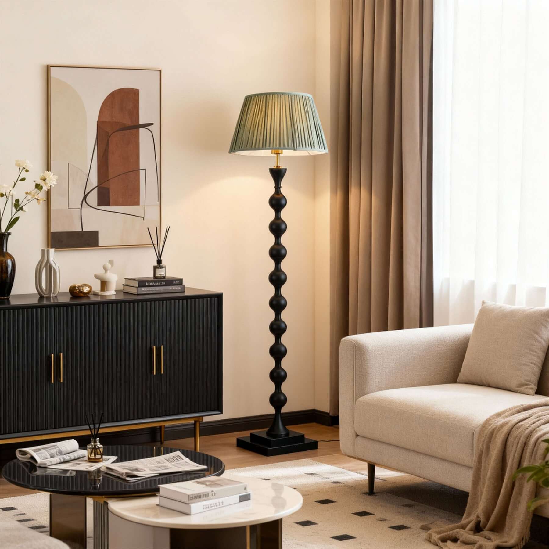 Antizer Vintage Beaded Column Floor Lamp