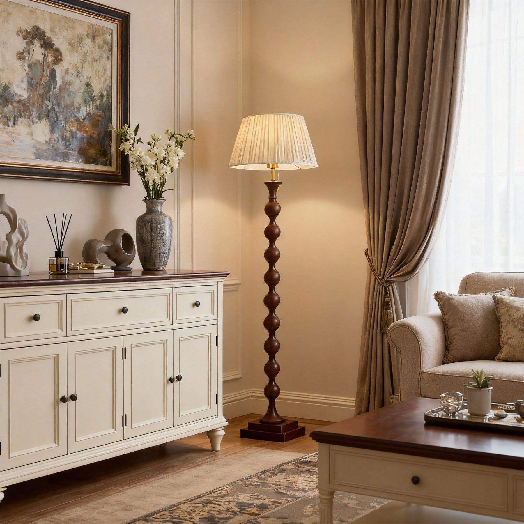 Antizer Vintage Beaded Column Floor Lamp