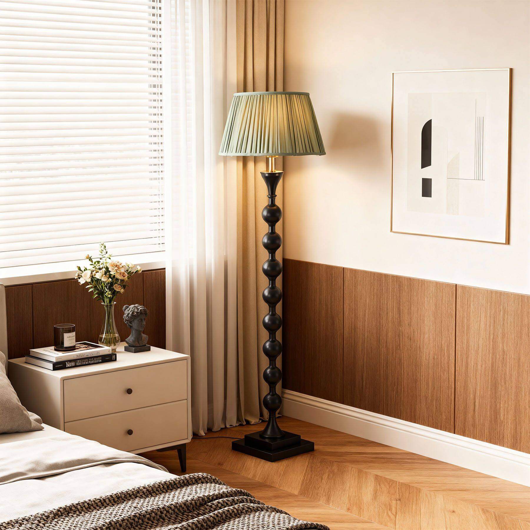 Antizer Vintage Beaded Column Floor Lamp