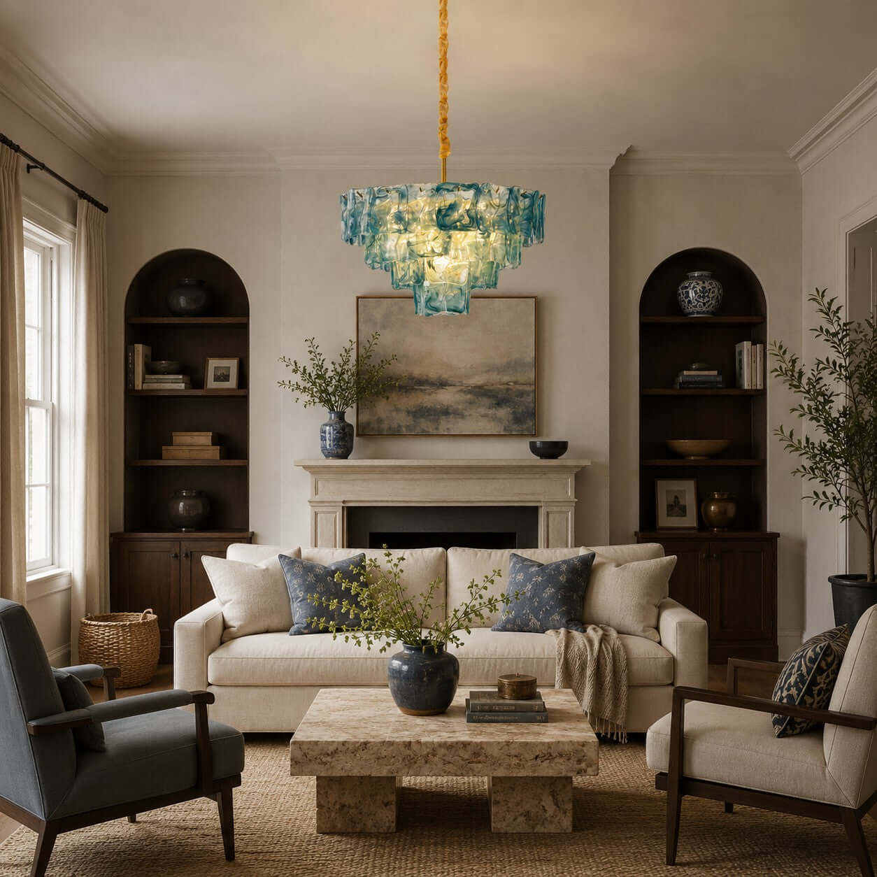 Antizer Vintage Layered Textured Glass Chandelier