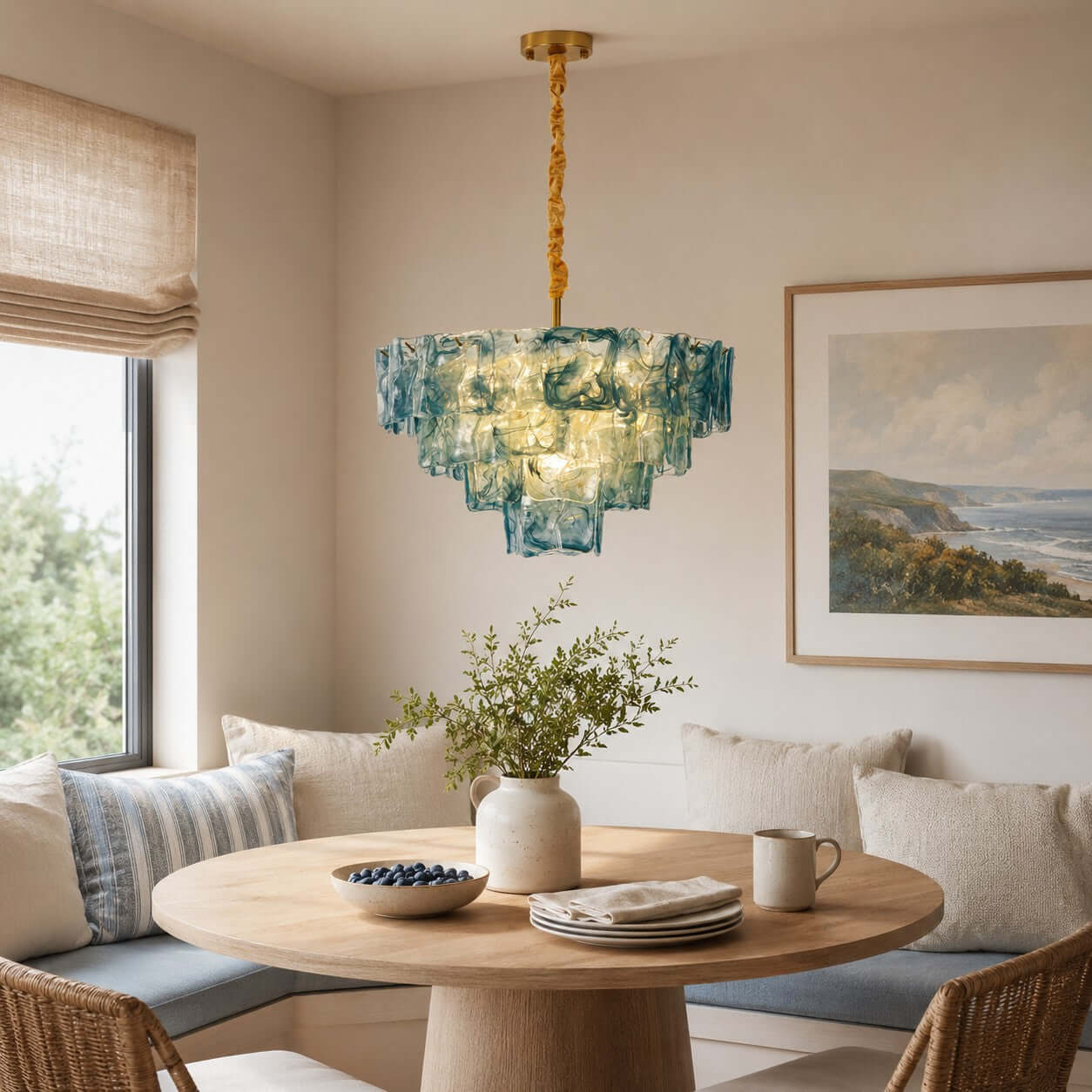 Antizer Vintage Layered Textured Glass Chandelier