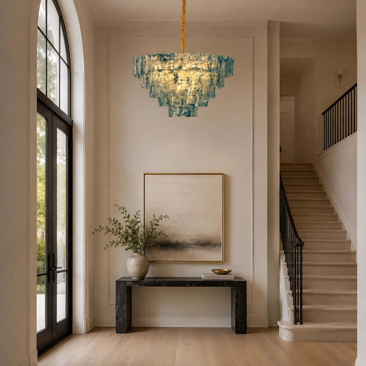 Antizer Vintage Layered Textured Glass Chandelier