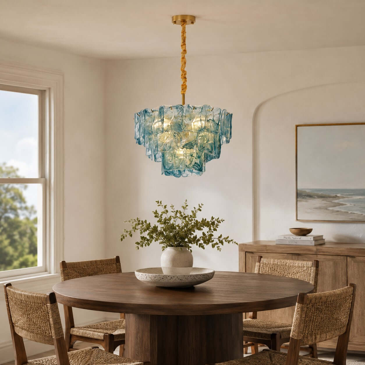 Antizer Vintage Layered Textured Glass Chandelier