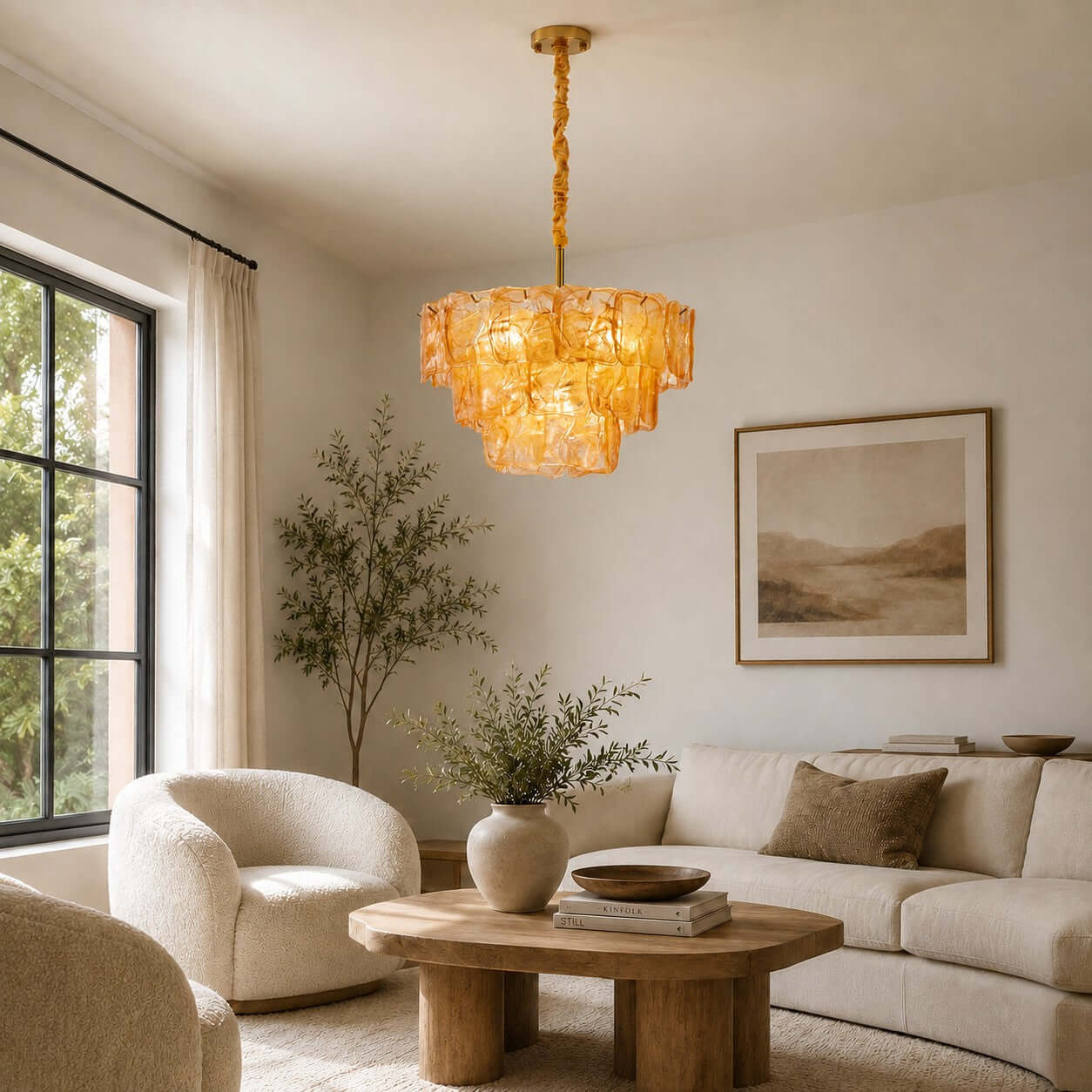 Antizer Vintage Layered Textured Glass Chandelier