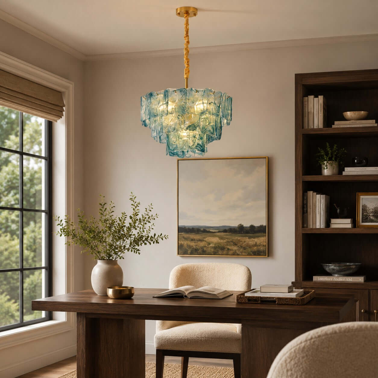 Antizer Vintage Layered Textured Glass Chandelier