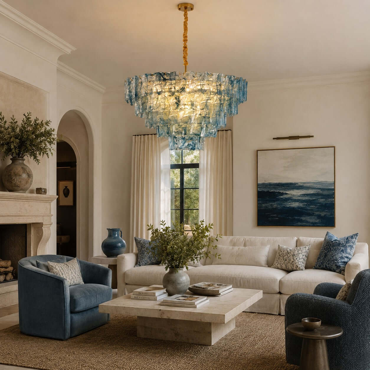 Antizer Vintage Layered Textured Glass Chandelier