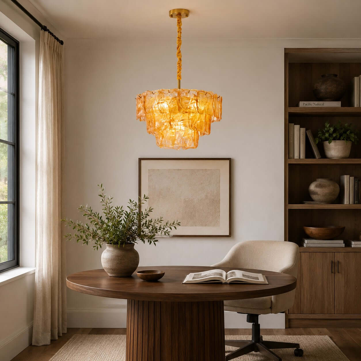 Antizer Vintage Layered Textured Glass Chandelier