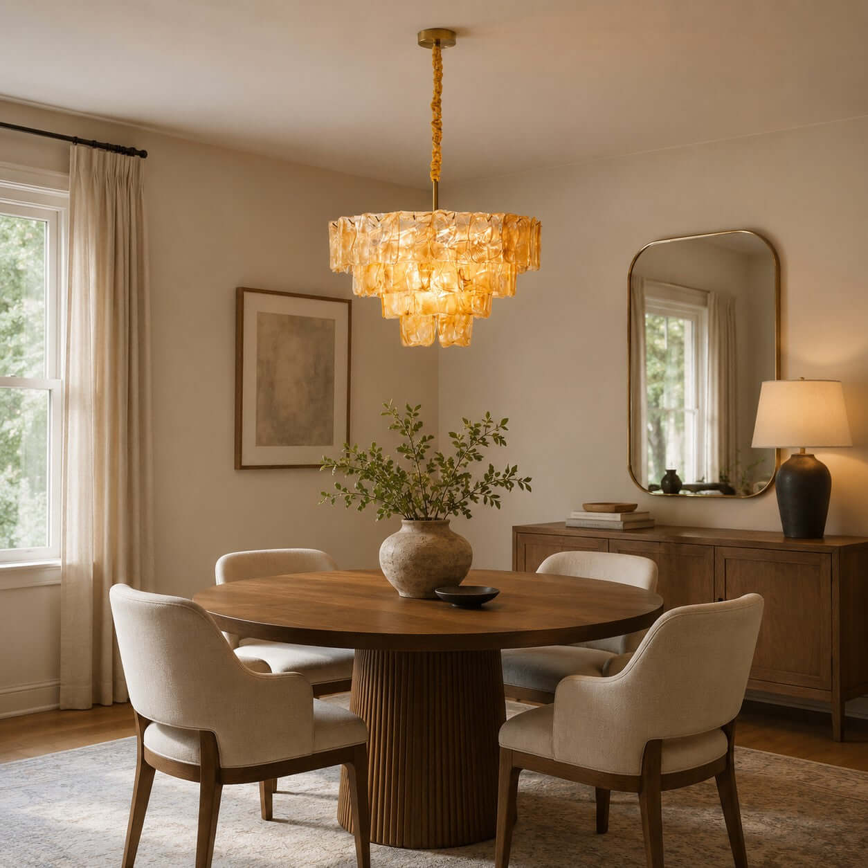 Antizer Vintage Layered Textured Glass Chandelier