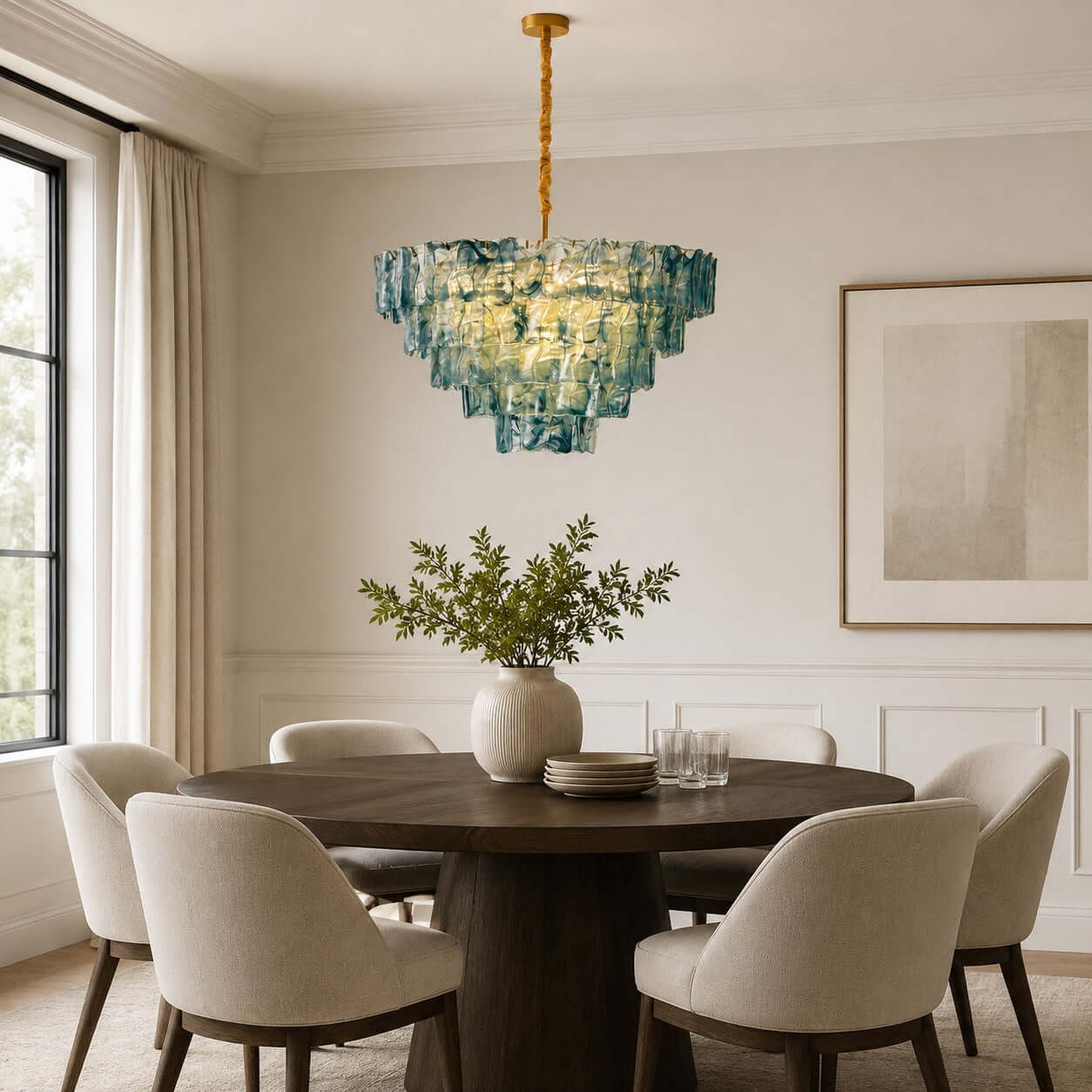 Antizer Vintage Layered Textured Glass Chandelier