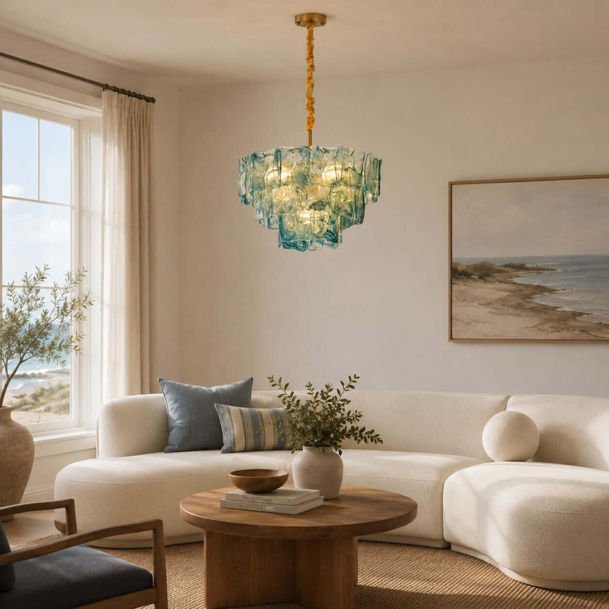 Antizer Vintage Layered Textured Glass Chandelier