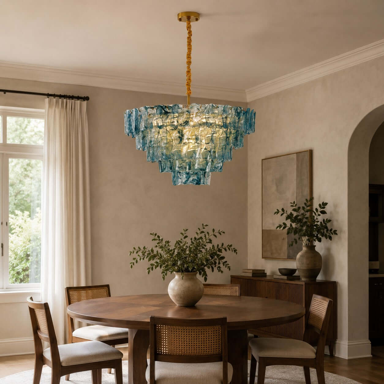 Antizer Vintage Layered Textured Glass Chandelier