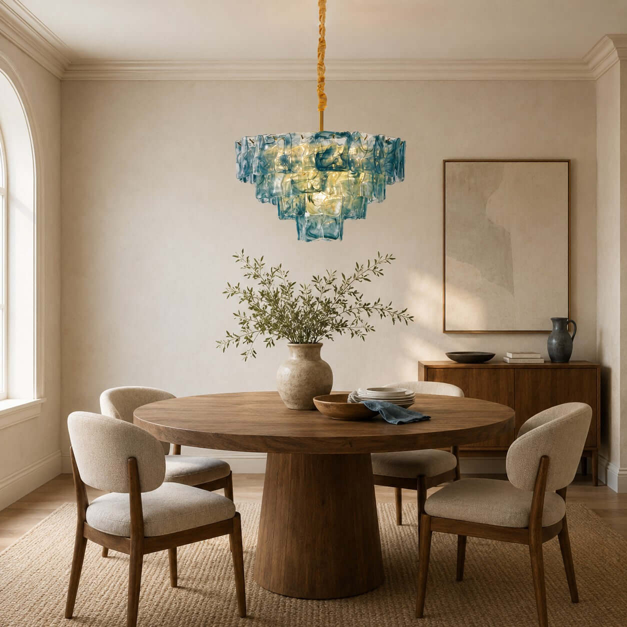 Antizer Vintage Layered Textured Glass Chandelier