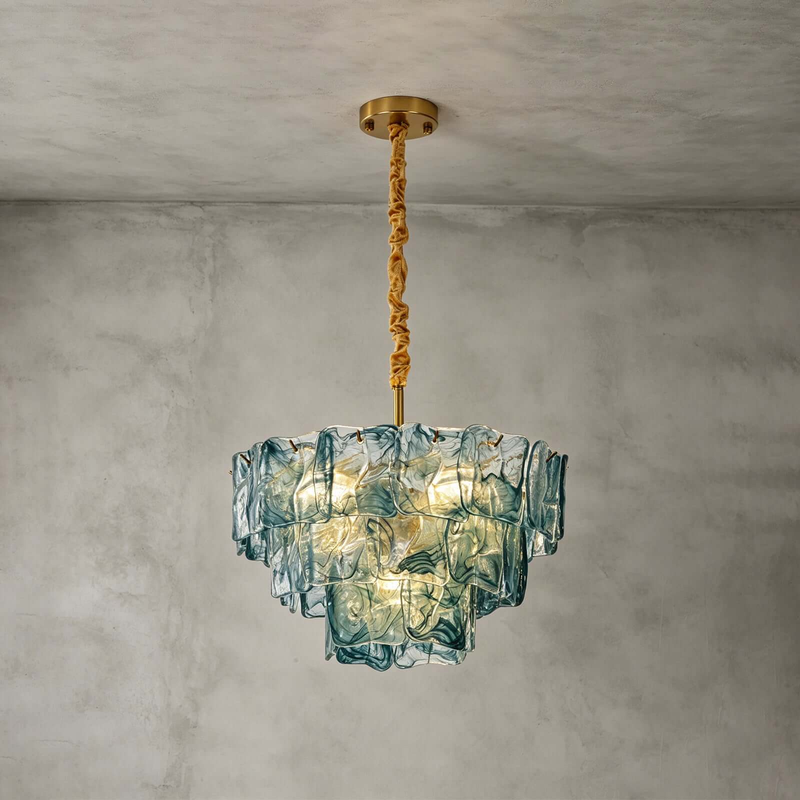 Antizer Vintage Layered Textured Glass Chandelier