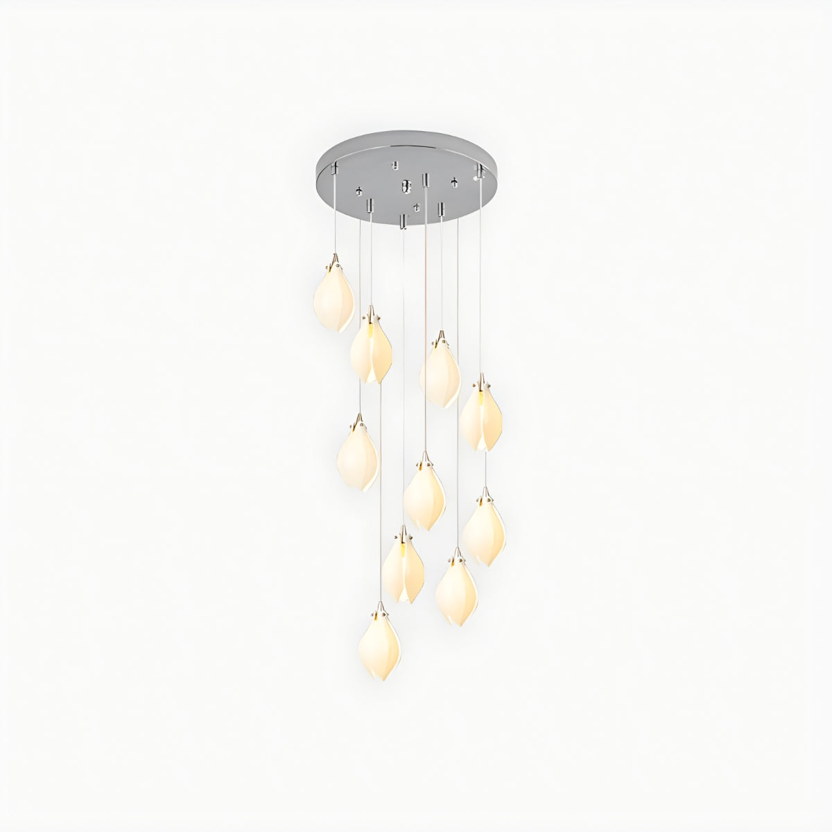 Antizer Ceramic Bud Pendant Light for Modern Interiors Chrome 10 Heads Round