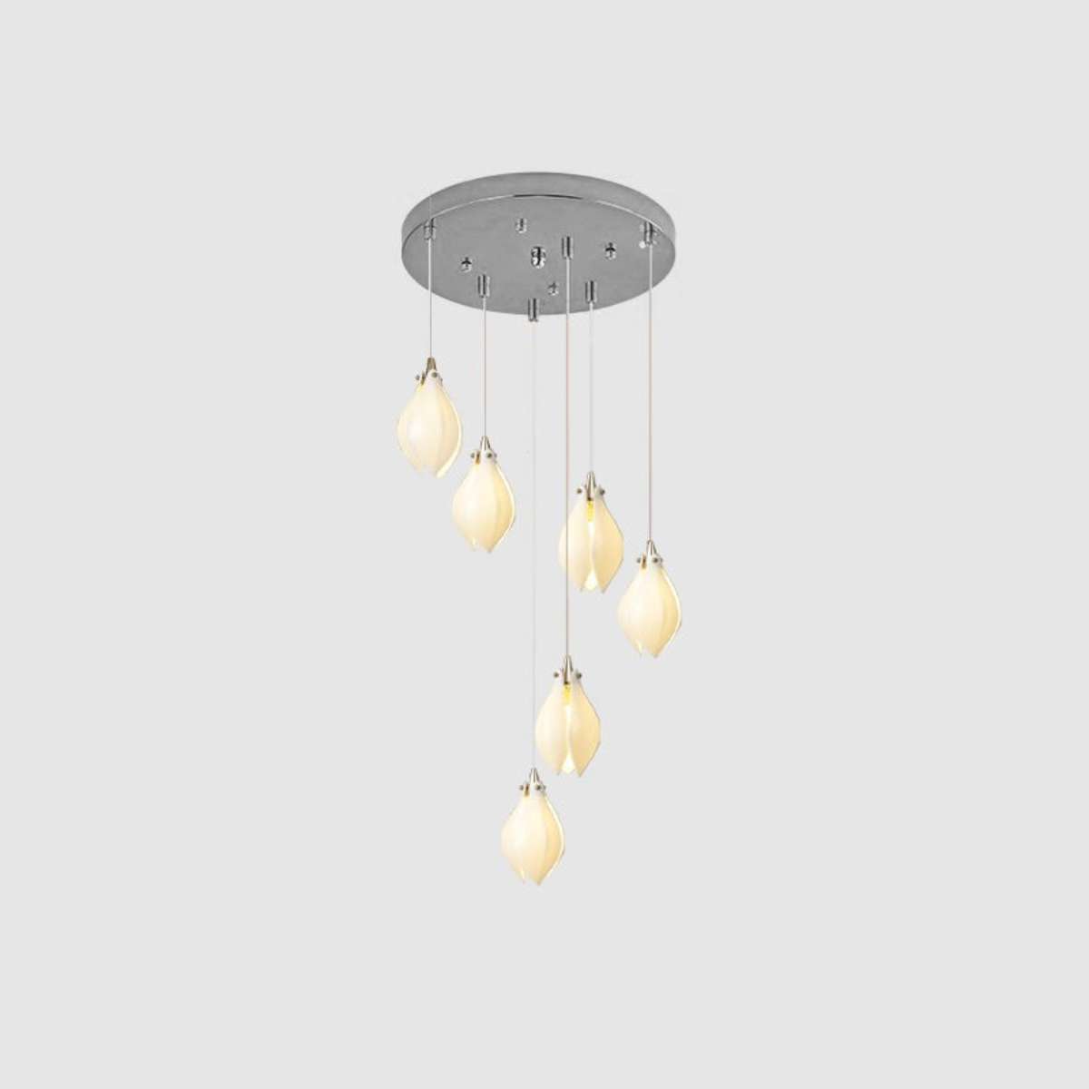 Antizer Ceramic Bud Pendant Light for Modern Interiors Chrome 6 Heads
