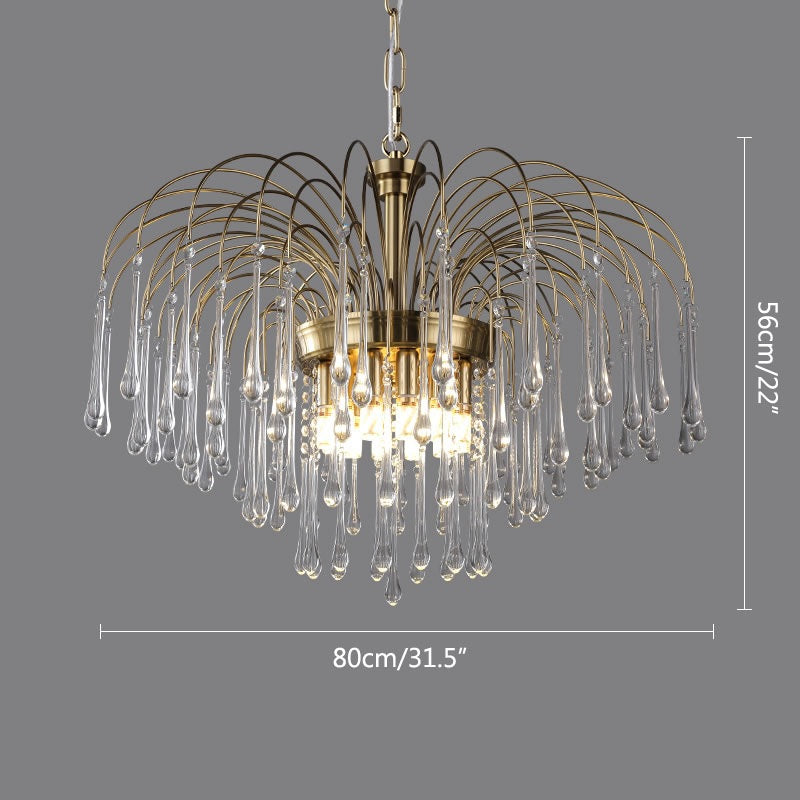 Antizer French Retro Water Drop Glass Chandelier