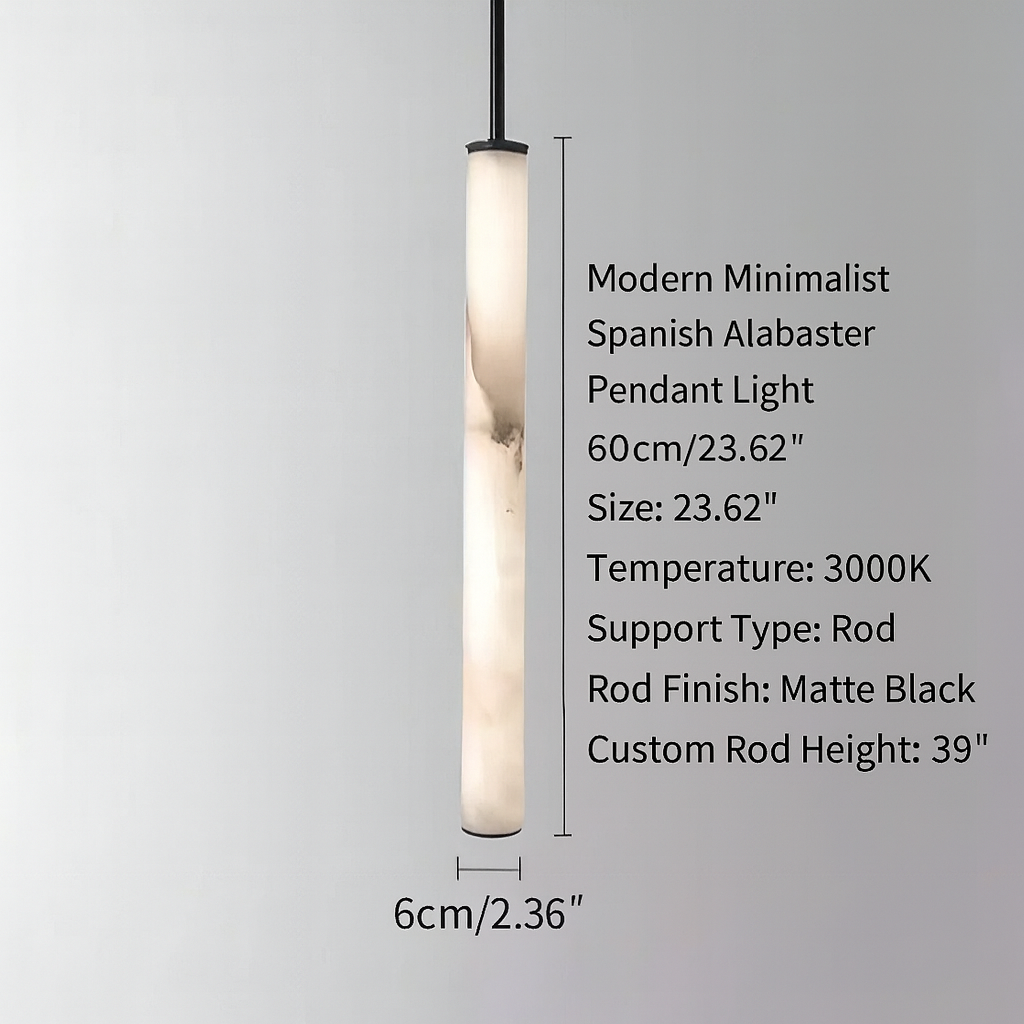 Antizer Modern Minimalist Spanish Alabaster Pendant Light Custom 23.62" Warm Light