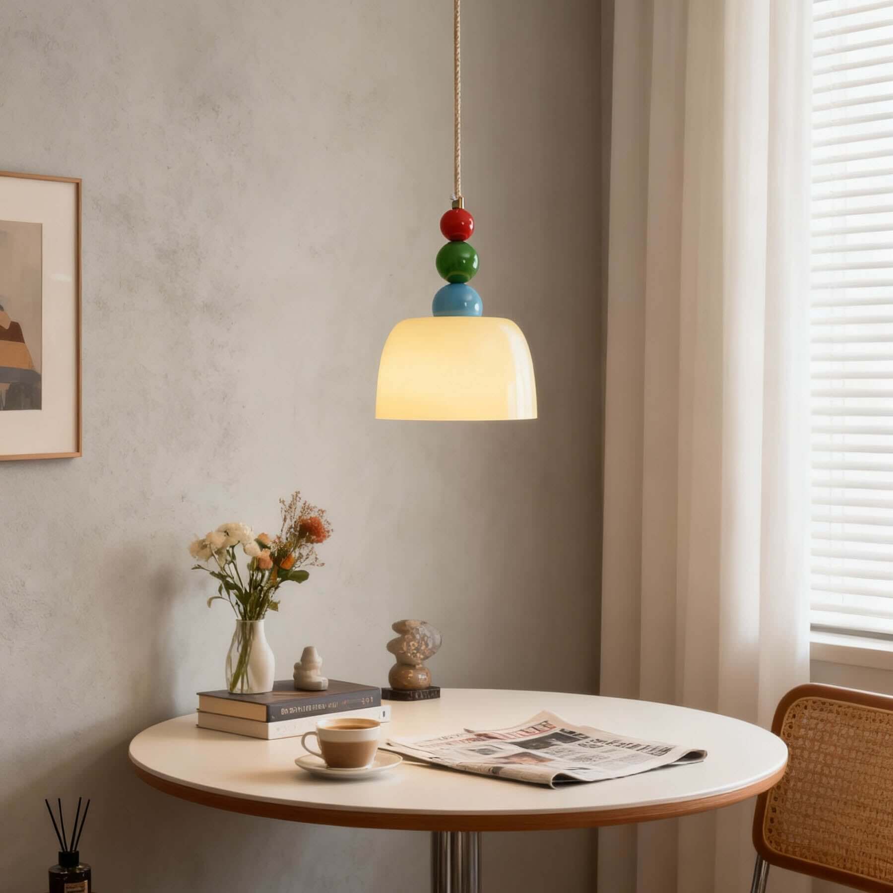 Antizer Modern Colorful Beaded Cream Glass Pendant Light