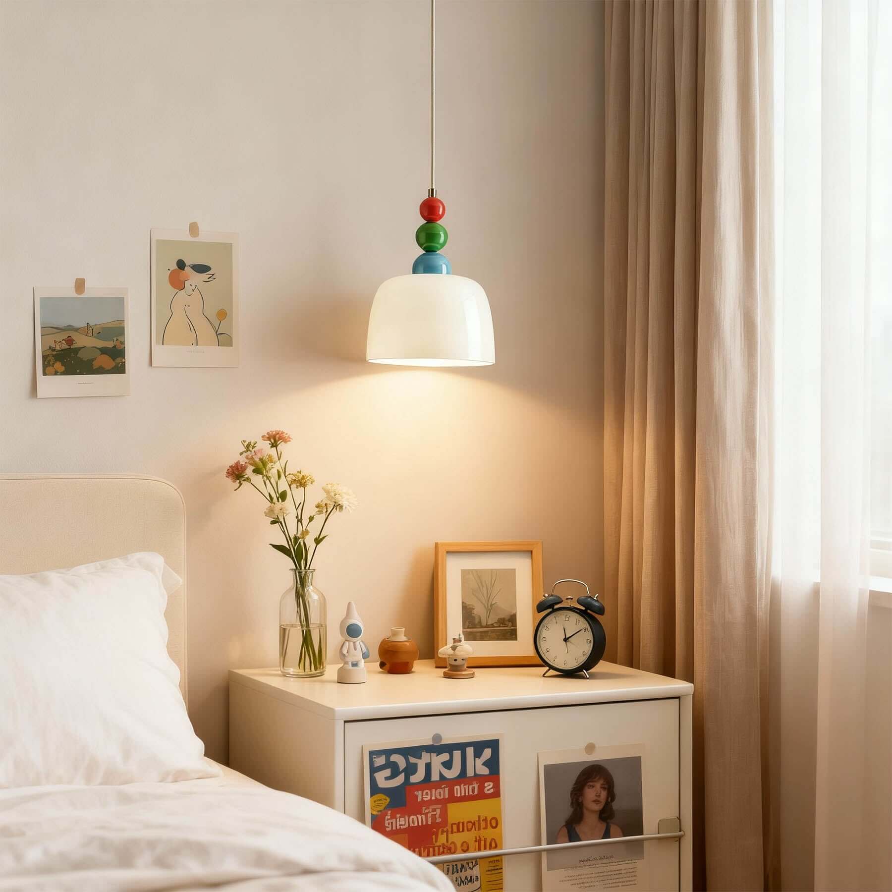 Antizer Modern Colorful Beaded Cream Glass Pendant Light