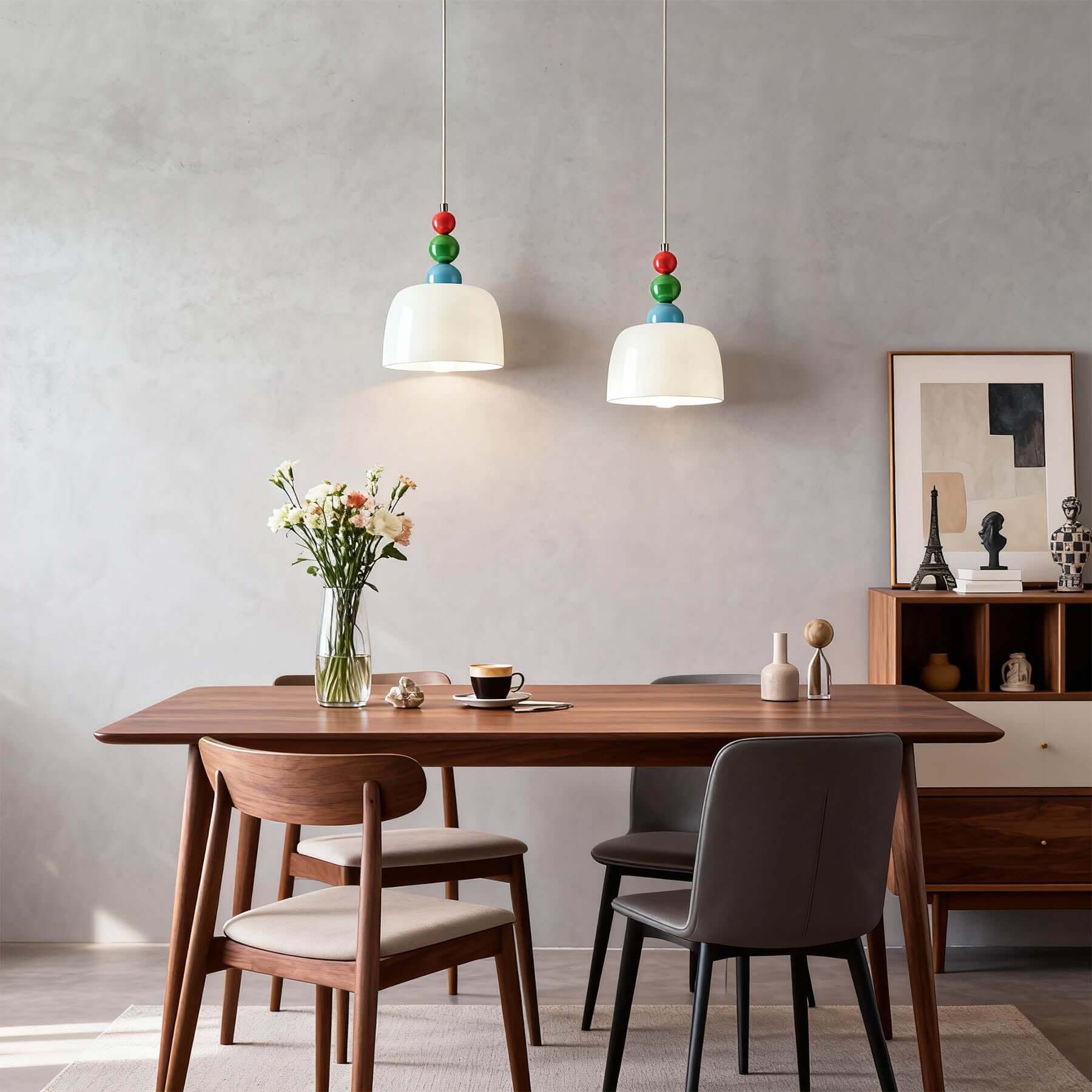 Antizer Modern Colorful Beaded Cream Glass Pendant Light
