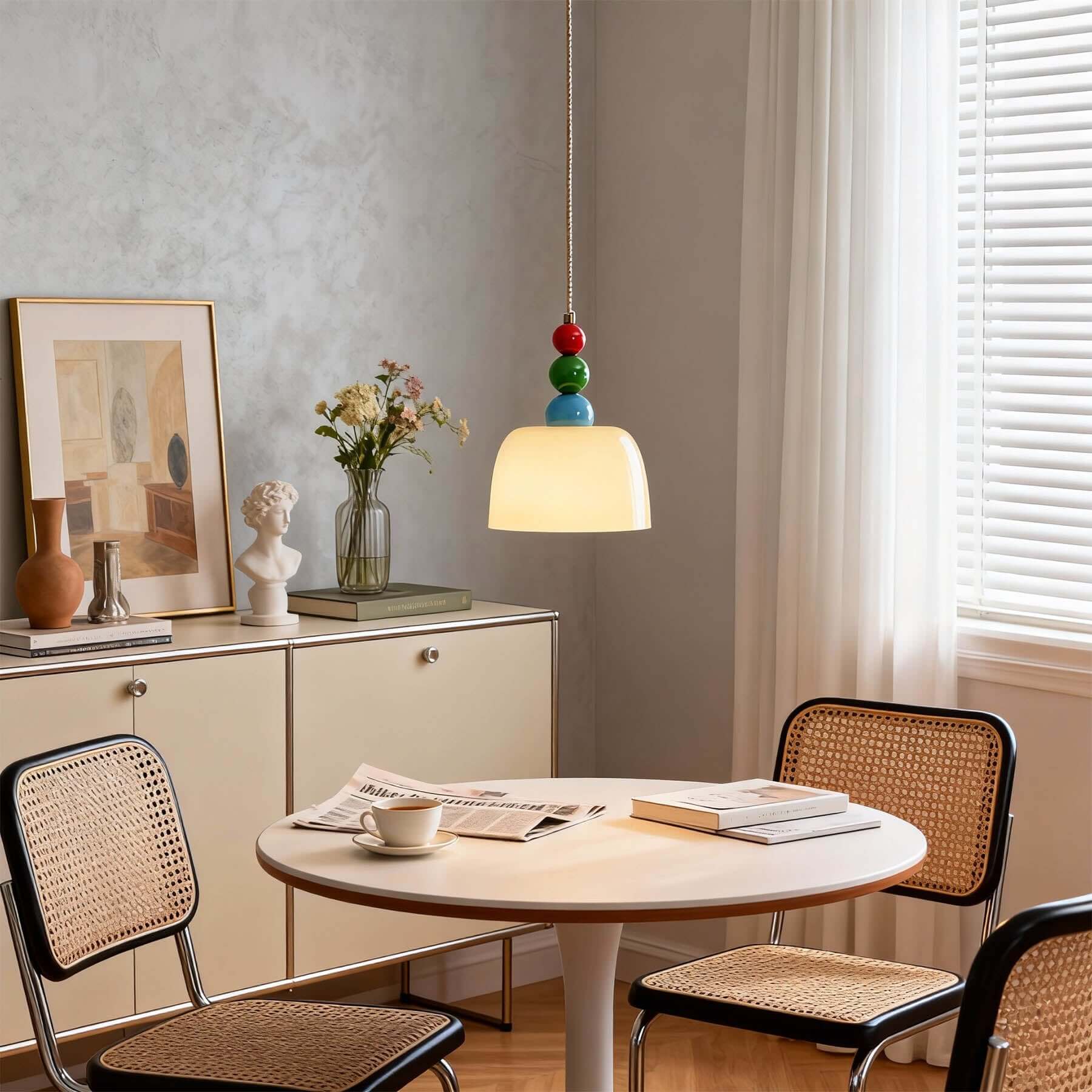 Antizer Modern Colorful Beaded Cream Glass Pendant Light