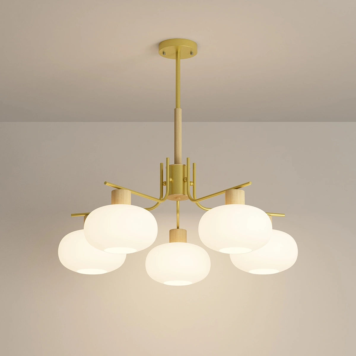 Antizer Pastoral American Retro Flower Chandelier Gold 5 Heads
