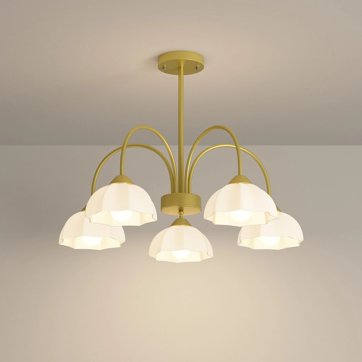 Antizer Nordic Modern Light Luxury Flower Chandelier Gold 5 Heads
