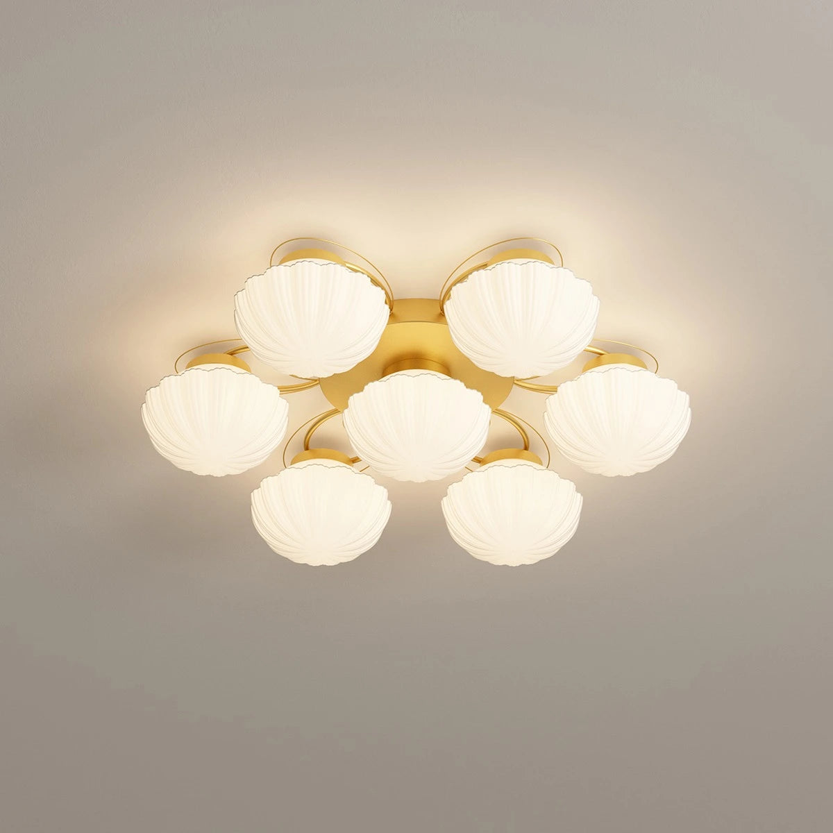 Antizer Creative Flower Living Room Ceiling Lamp Gold 6+1 Heads