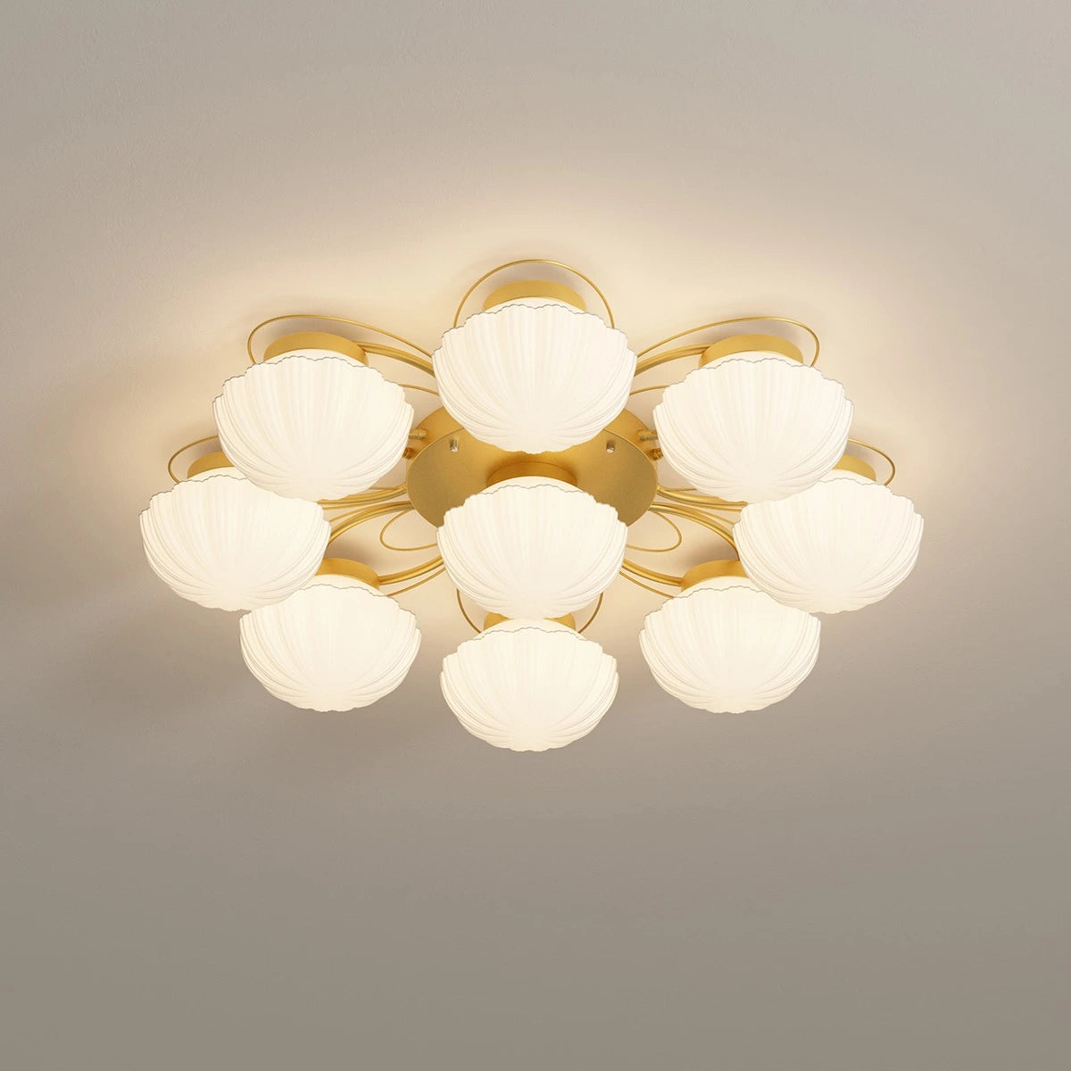 Antizer Creative Flower Living Room Ceiling Lamp Gold 8+1 Heads