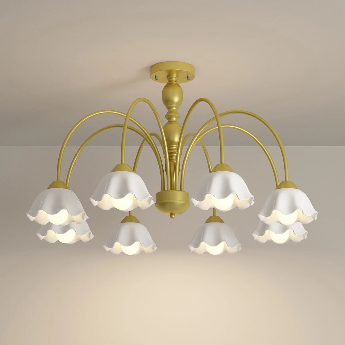 Antizer French Pastoral Style Flower Chandelier Gold 8 Heads