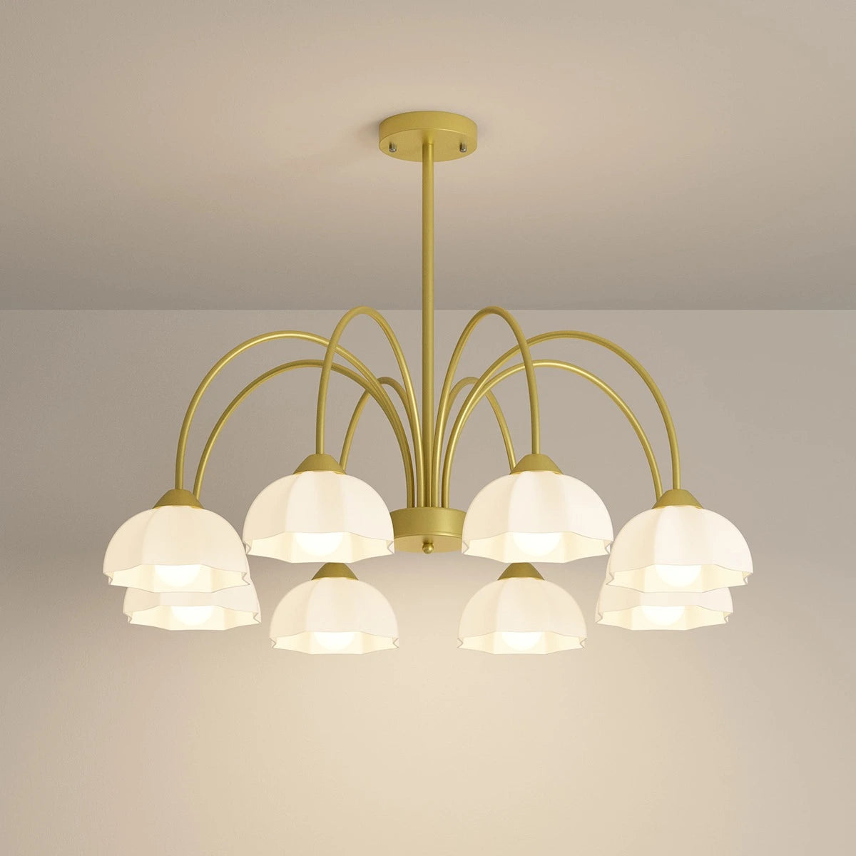 Antizer Nordic Modern Light Luxury Flower Chandelier Gold 8 Heads