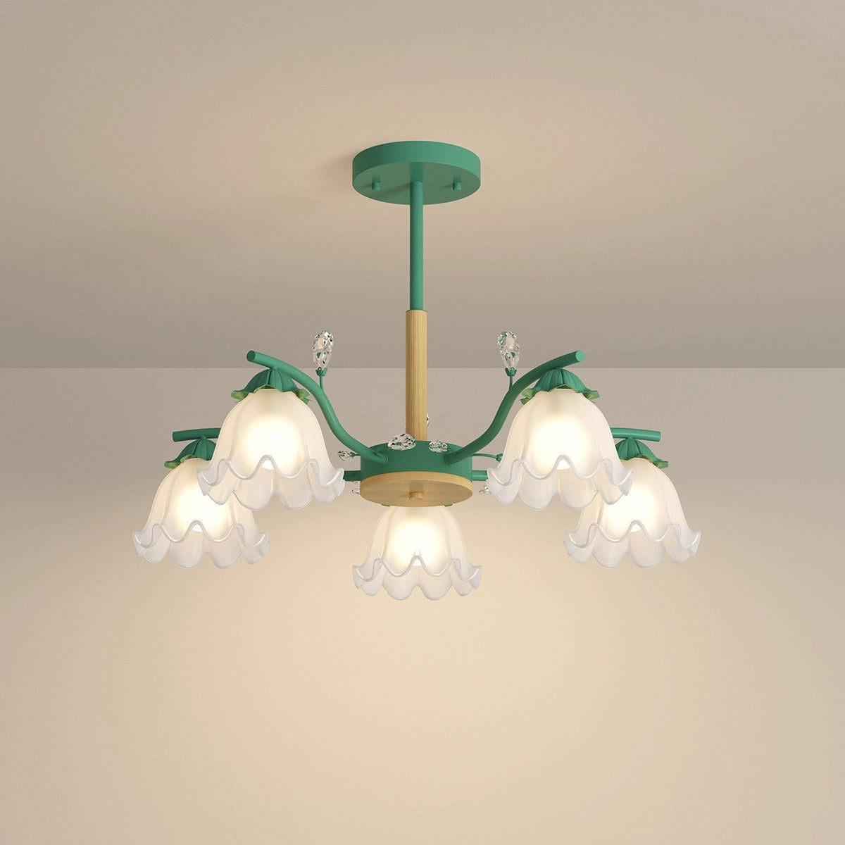 Antizer Creative Lily of the Valley Flower Chandelier Green 5 heads