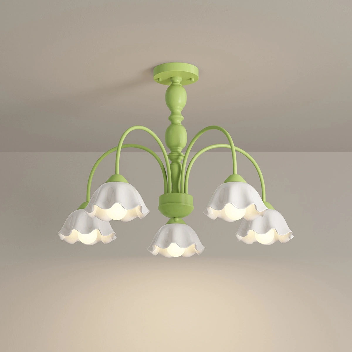 Antizer French Pastoral Style Flower Chandelier Green 5 Heads