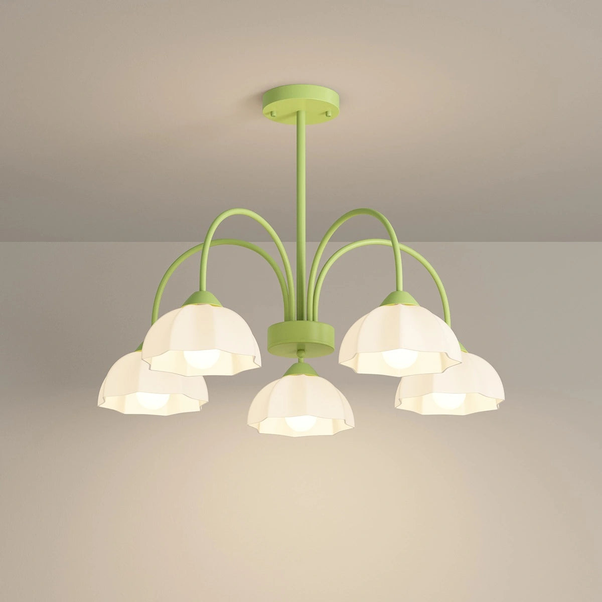 Antizer Nordic Modern Light Luxury Flower Chandelier Green 5 Heads
