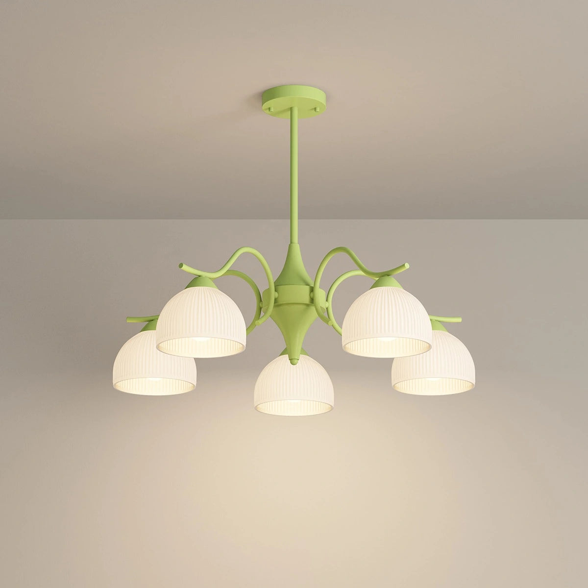 Antizer French Pastoral Living Room Chandelier Green 5 Heads