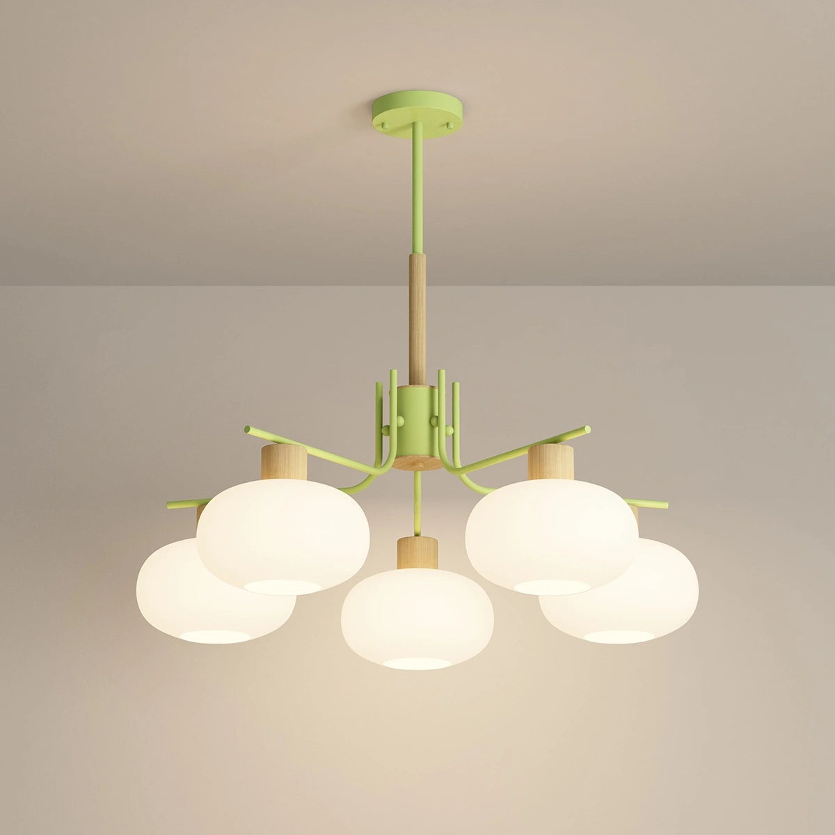 Antizer Pastoral American Retro Flower Chandelier Green 5 Heads