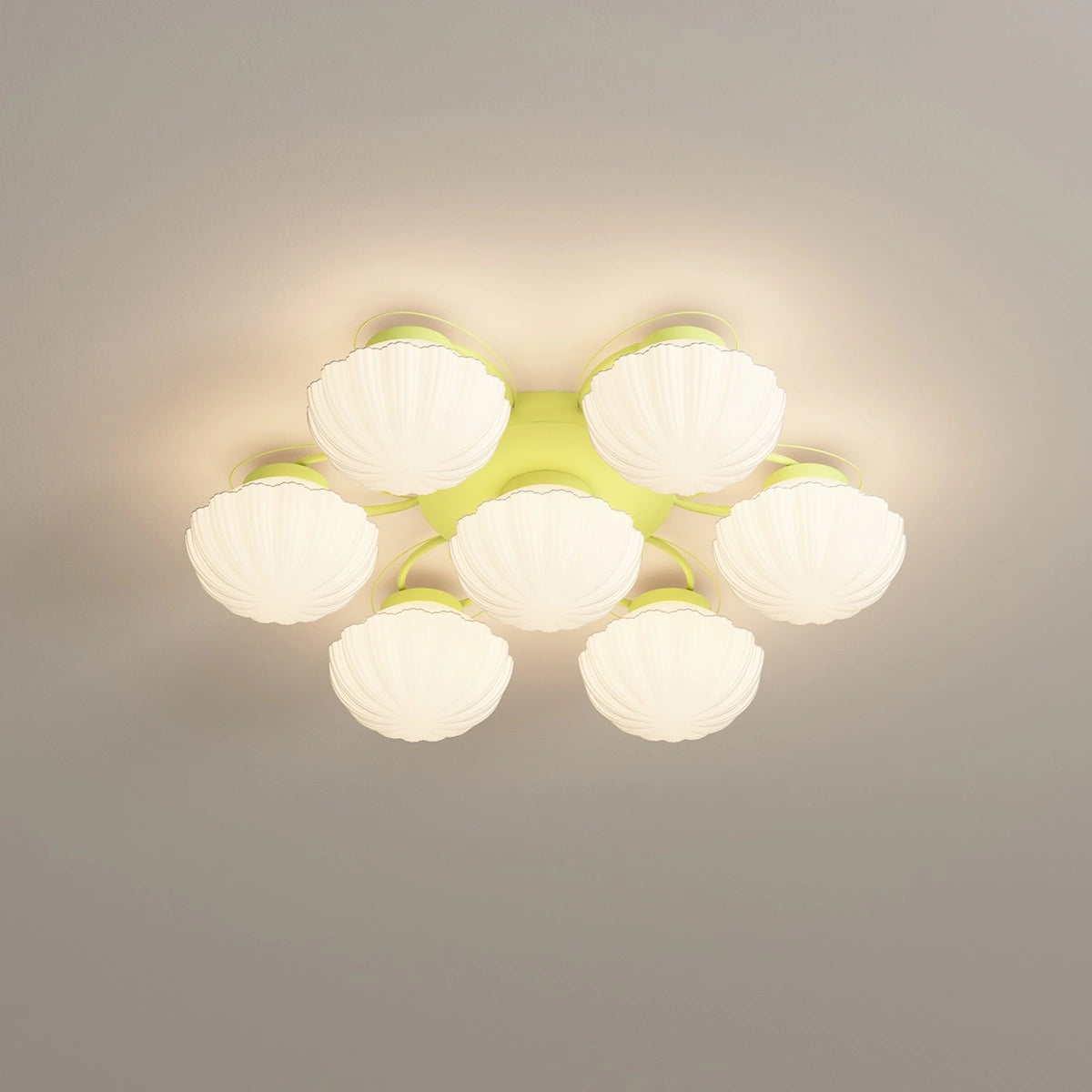 Antizer Creative Flower Living Room Ceiling Lamp Green 6+1 Heads