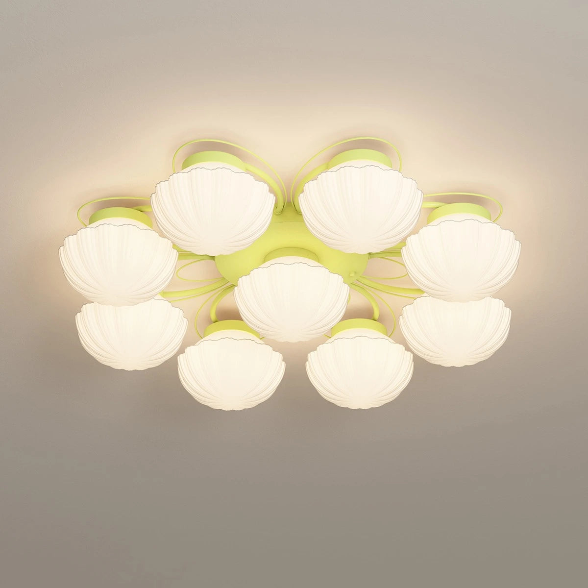 Antizer Creative Flower Living Room Ceiling Lamp Green 8+1 Heads