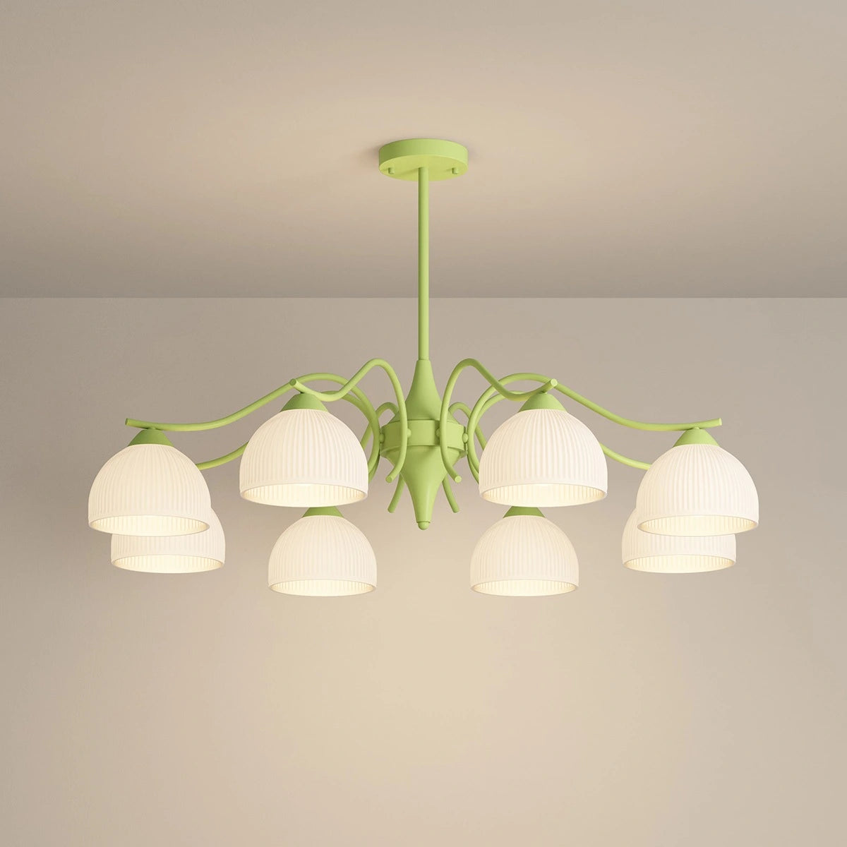 Antizer French Pastoral Living Room Chandelier Green 8 Heads