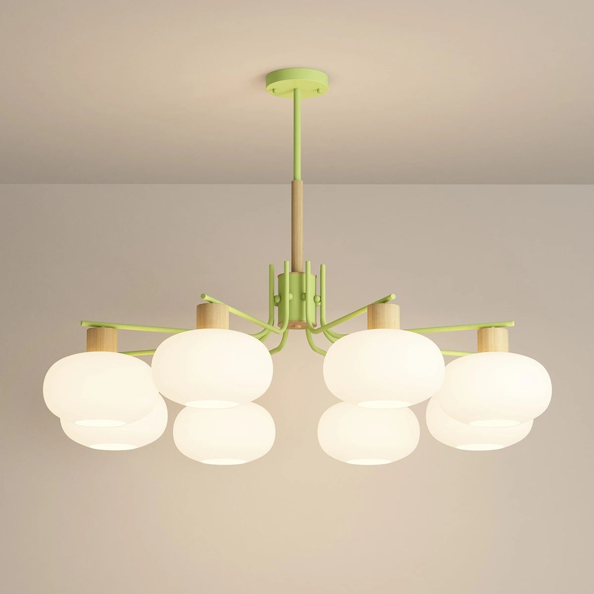 Antizer Pastoral American Retro Flower Chandelier Green 8 Heads