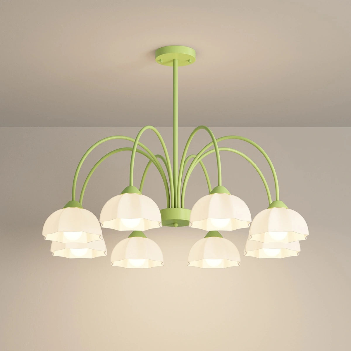 Antizer Nordic Modern Light Luxury Flower Chandelier Green 8 Heads