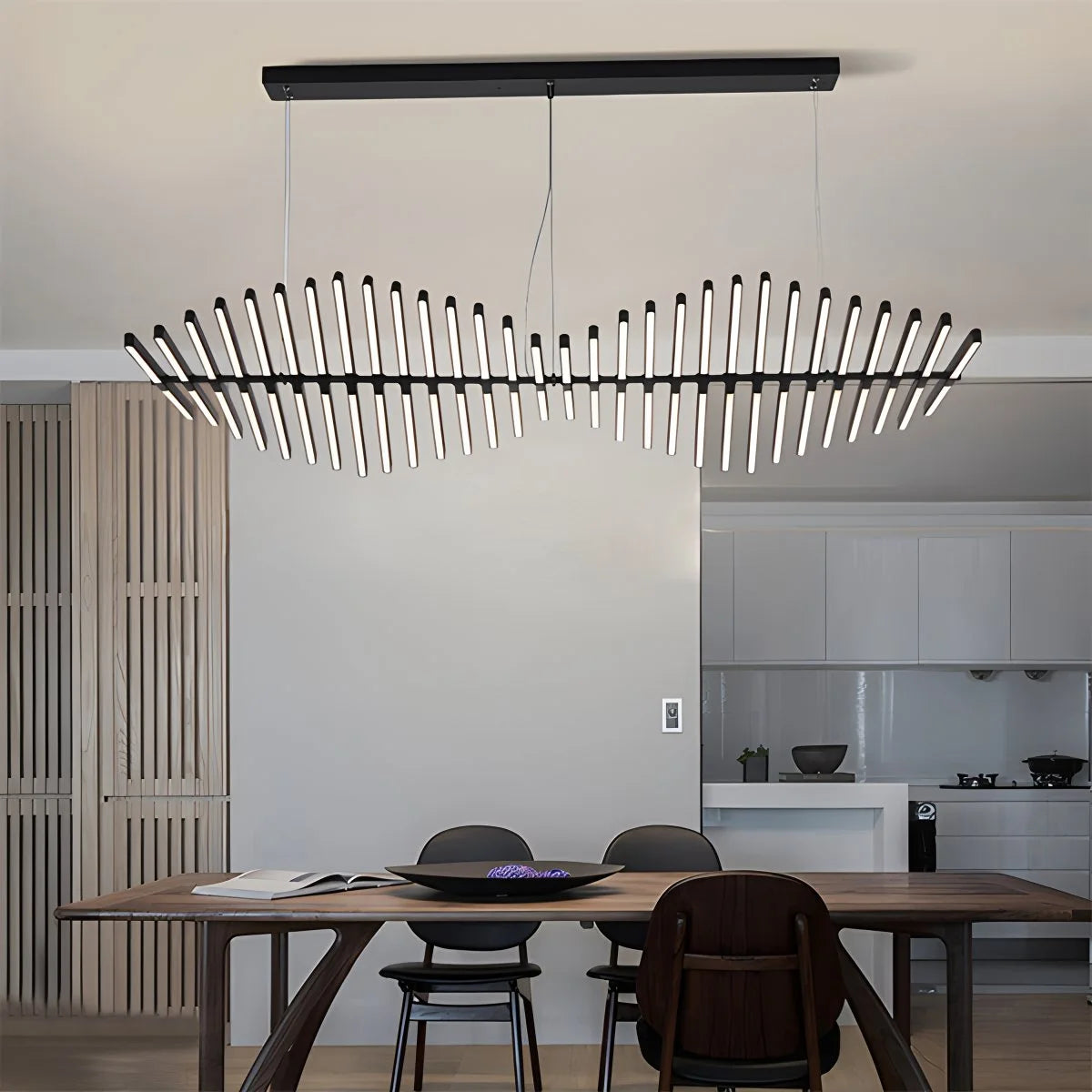 Antizer Linear Fish Bone Modeling Chandelier Level Stepless Dimming