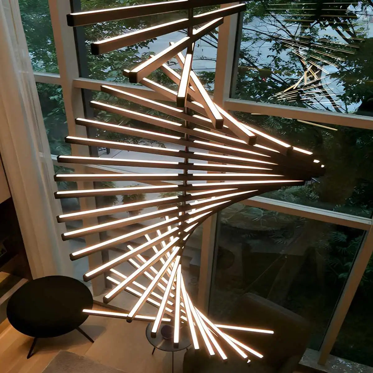 Antizer Linear Fish Bone Modeling Chandelier Vertical Stepless Dimming