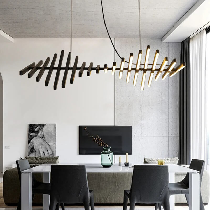 Antizer Linear Fish Bone Modeling Chandelier Level Stepless Dimming